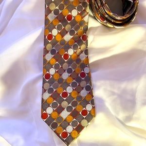 Geoffrey Beene Tie Brown Tan Silk